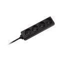 Przedłużacz 4 gniazda 5m typu francuskiego bez przełącznika (3x1,5mm) Rebel czarny
