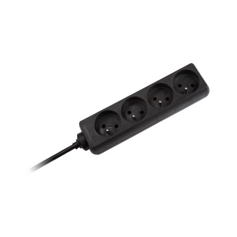 Przedłużacz 4 gniazda 5m typu francuskiego bez przełącznika (3x1,5mm) Rebel czarny