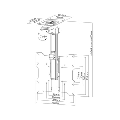 Uchwyt do sufitu/skosu uniwersalny do LED TV (17-37") LCD-CM222