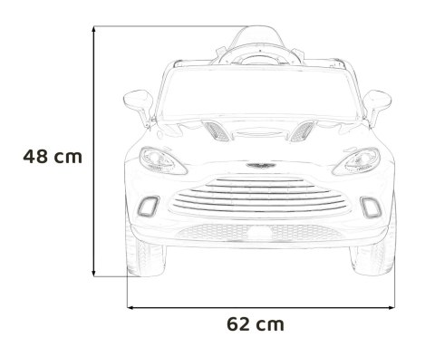 Aston Martin DBX na akumulator dla dzieci Czerwony + Pilot + EVA + Pasy