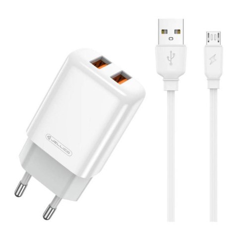 Ładowarka Sieciowa 2x USB 2.4A + Kabel USB - micro USB Jellico EU02 biały