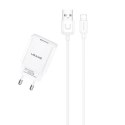 Ładowarka Sieciowa 2.1A + Kabel 1m USB - Lightning Usams T21 Fast Charging T21OCLN01 białe