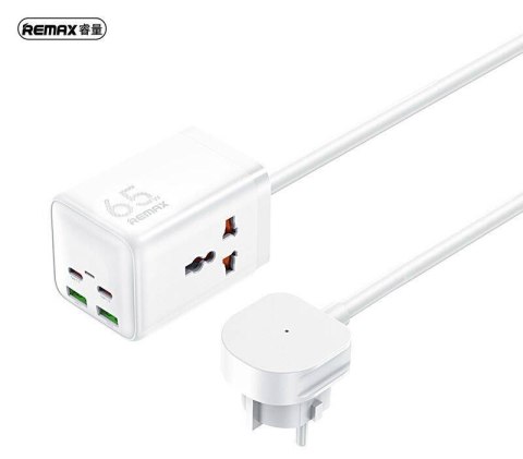 Ładowarka Sieciowa 65W 1.5m 2x USB + 2x USB-C Remax GAN Power Strip RP-U157 biała