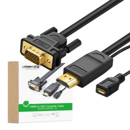 Adapter HDMI do VGA UGREEN MM101, okrągły, 1.5m (czarny)