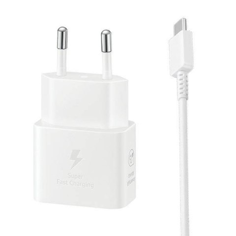 Ładowarka Sieciowa 25W USB-C Fast Charge + Kabel USB-C - USB-C Samsung EP-T2510XW białe