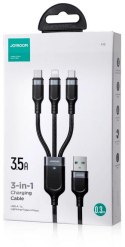 Kabel 3w1 USB-A / USB-C micro-USB Lightning Joyroom S-1T3018A18 30cm 3.5A w oplocie czarny