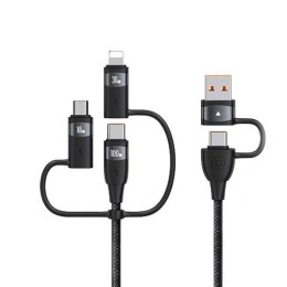 Kabel 6w1 100W 1.2m PD Fast Charge 2xUSB-C / USB / Micro-USB / Lightning USAMS U85 SJ645USB01 (US-SJ645) czarny