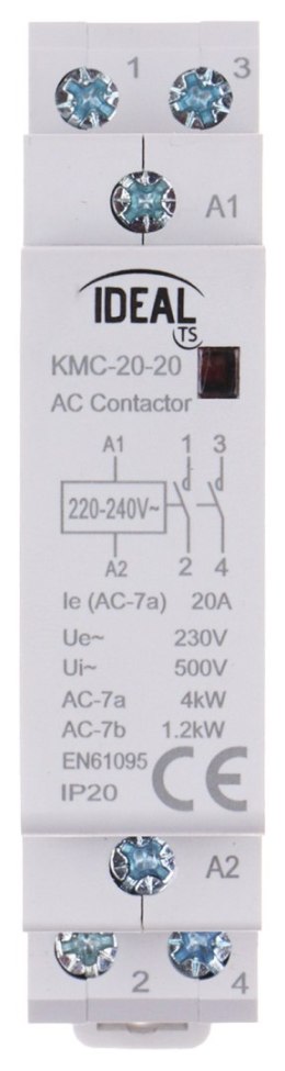 STYCZNIK MODUŁOWY KMC-20-20 20 A 230 V AC IDEAL