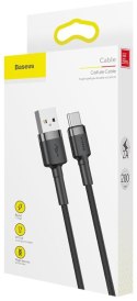 KABEL USB-A / USB-C Baseus Cafule CATKLF-CG1 200cm 2A QC 3.0 CZARNO-SZARY W NYLONOWYM OPLOCIE