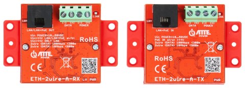 ZESTAW KONWERTERÓW UTP / 2-WIRE DO TRANSMISJI LAN+POE ETH-2WIRE-A-SET KOMPLET 2 SZT ATTE