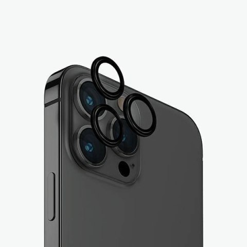 Szkło Hartowane na Aparat APPLE IPHONE 15 PRO UNIQ Optix Aluminium Camera Lens Protector z Aplikatorem czarne