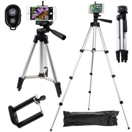 Statyw Tripod Uchwyt na Telefon z Pilotem Bluetooth (DK3888) czarno-srebrny