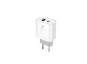 ŁAD. SIECIOWA MX ALFA 20W PD+QC, USB-A+C + KABEL C/C 20W PD, WHITE/BIAŁY