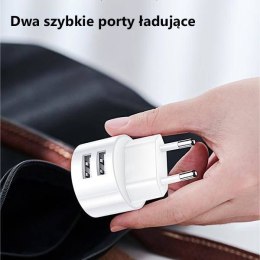 USAMS Ład. siec. 2xUSB T20 2,1A microUSB biały/white round Fast Charging XTXLOGT18MC05