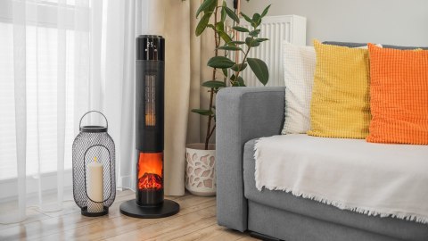 Termowentylator kolumnowy PTC Teesa 1000/2000W z funkcją imitacji kominka (pilot)