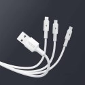 Kabel VIDVIE CB4003 USB/Micro + Type C + iPhone 2.4A, 1.2m biały