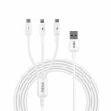 Kabel VIDVIE CB4003 USB/Micro + Type C + iPhone 2.4A, 1.2m biały