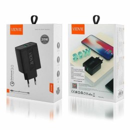 Ładowarka sieciowa VIDVIE PLE230C 1xUSB + 1xType C + kabel Micro 3A, 20W, QC czarny