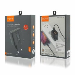 Ładowarka sieciowa VIDVIE PLE231 3xUSB + kabel Type C 3.4A czarny