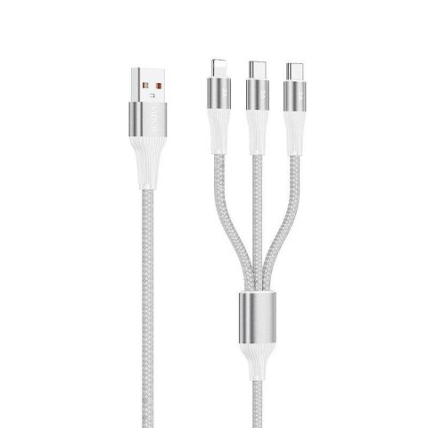 Kabel VIDVIE CB4039 USB/Type-C + Type-C + iPhone 3A, 1.2m biały