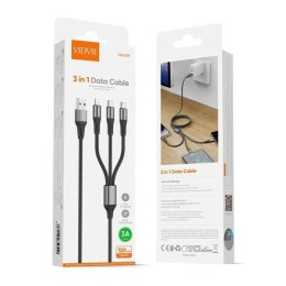 Kabel VIDVIE CB4039 USB/Type-C + Type-C + iPhone 3A, 1.2m biały