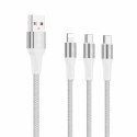 Kabel VIDVIE CB4039 USB/Type-C + Type-C + iPhone 3A, 1.2m biały