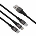 Kabel VIDVIE CB4039 USB/Type-C + Type-C + iPhone 3A, 1.2m biały