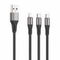 Kabel VIDVIE CB4039 USB/Type-C + Type-C + iPhone 3A, 1.2m biały