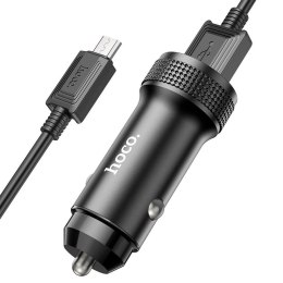 Ładowarka samochodowa 18W 1x USB QC3.0 + Kabel 1x USB - Micro USB Hoco Z49A czarna