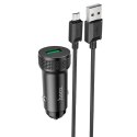 Ładowarka samochodowa 18W 1x USB QC3.0 + Kabel 1x USB - Micro USB Hoco Z49A czarna