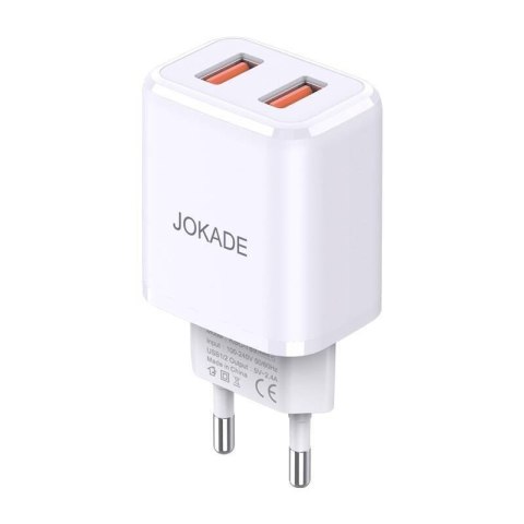 Ładowarka Sieciowa 5V/3A (2x USB) Jokade Tongshun Dual Port Smart EU Charger (JB025) biała