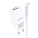 Ładowarka Sieciowa 5V/3A (2x USB) + Kabel 1m (USB - microUSB) Jokade Liangzi Dual Port Smart EU Charger Set (JB024) biała