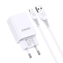 Ładowarka Sieciowa 5V/3A (2x USB) + Kabel 1m (USB - microUSB) Jokade Liangzi Dual Port Smart EU Charger Set (JB024) biała