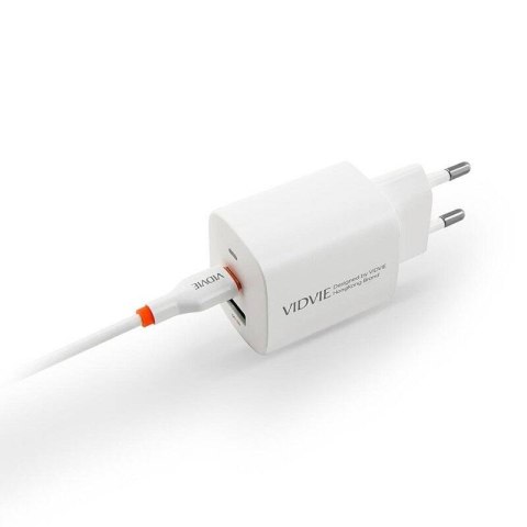 Ładowarka sieciowa VIDVIE PLE248 1xUSB + 1xType C + kabel Type C/iPhone 3A PD 20W biały