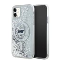 Oryginalne Etui IPHONE 11 / XR Karl Lagerfeld Hardcase Liquid Glitter Choupette Head MagSafe (KLHMN61LGCHSGH) transparentne