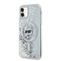 Oryginalne Etui IPHONE 11 / XR Karl Lagerfeld Hardcase Liquid Glitter Choupette Head MagSafe (KLHMN61LGCHSGH) transparentne