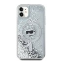 Oryginalne Etui IPHONE 11 / XR Karl Lagerfeld Hardcase Liquid Glitter Choupette Head MagSafe (KLHMN61LGCHSGH) transparentne