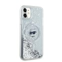 Oryginalne Etui IPHONE 11 / XR Karl Lagerfeld Hardcase Liquid Glitter Choupette Head MagSafe (KLHMN61LGCHSGH) transparentne