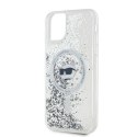 Oryginalne Etui IPHONE 11 / XR Karl Lagerfeld Hardcase Liquid Glitter Choupette Head MagSafe (KLHMN61LGCHSGH) transparentne