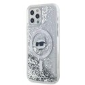 Oryginalne Etui IPHONE 12 / 12 PRO Karl Lagerfeld Hardcase Liquid Glitter Choupette Head MagSafe (KLHMP12MLGCHSGH) transparentne