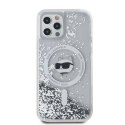 Oryginalne Etui IPHONE 12 / 12 PRO Karl Lagerfeld Hardcase Liquid Glitter Choupette Head MagSafe (KLHMP12MLGCHSGH) transparentne