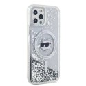 Oryginalne Etui IPHONE 12 / 12 PRO Karl Lagerfeld Hardcase Liquid Glitter Choupette Head MagSafe (KLHMP12MLGCHSGH) transparentne