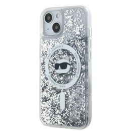 Oryginalne Etui IPHONE 13 / 14 / 15 Karl Lagerfeld Hardcase Liquid Glitter Choupette Head MagSafe (KLHMP14SLGCHSGH) transparentn