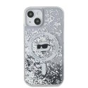 Oryginalne Etui IPHONE 13 / 14 / 15 Karl Lagerfeld Hardcase Liquid Glitter Choupette Head MagSafe (KLHMP14SLGCHSGH) transparentn