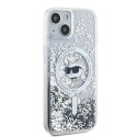 Oryginalne Etui IPHONE 13 / 14 / 15 Karl Lagerfeld Hardcase Liquid Glitter Choupette Head MagSafe (KLHMP14SLGCHSGH) transparentn