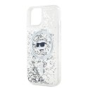 Oryginalne Etui IPHONE 13 / 14 / 15 Karl Lagerfeld Hardcase Liquid Glitter Choupette Head MagSafe (KLHMP14SLGCHSGH) transparentn