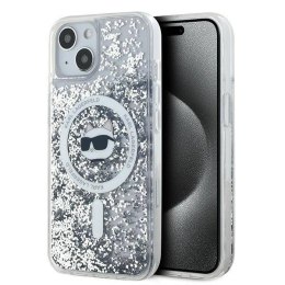 Oryginalne Etui IPHONE 13 / 14 / 15 Karl Lagerfeld Hardcase Liquid Glitter Choupette Head MagSafe (KLHMP15SLGCHSGH) transparentn