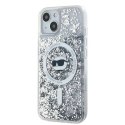 Oryginalne Etui IPHONE 13 / 14 / 15 Karl Lagerfeld Hardcase Liquid Glitter Choupette Head MagSafe (KLHMP15SLGCHSGH) transparentn