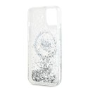 Oryginalne Etui IPHONE 13 Karl Lagerfeld Hardcase Liquid Glitter Choupette Head MagSafe (KLHMP13MLGCHSGH) transparentne