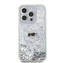 Oryginalne Etui IPHONE 15 PRO Karl Lagerfeld Hardcase Liquid Glitter Choupette Head MagSafe (KLHMP15LLGKISGH) transparentne